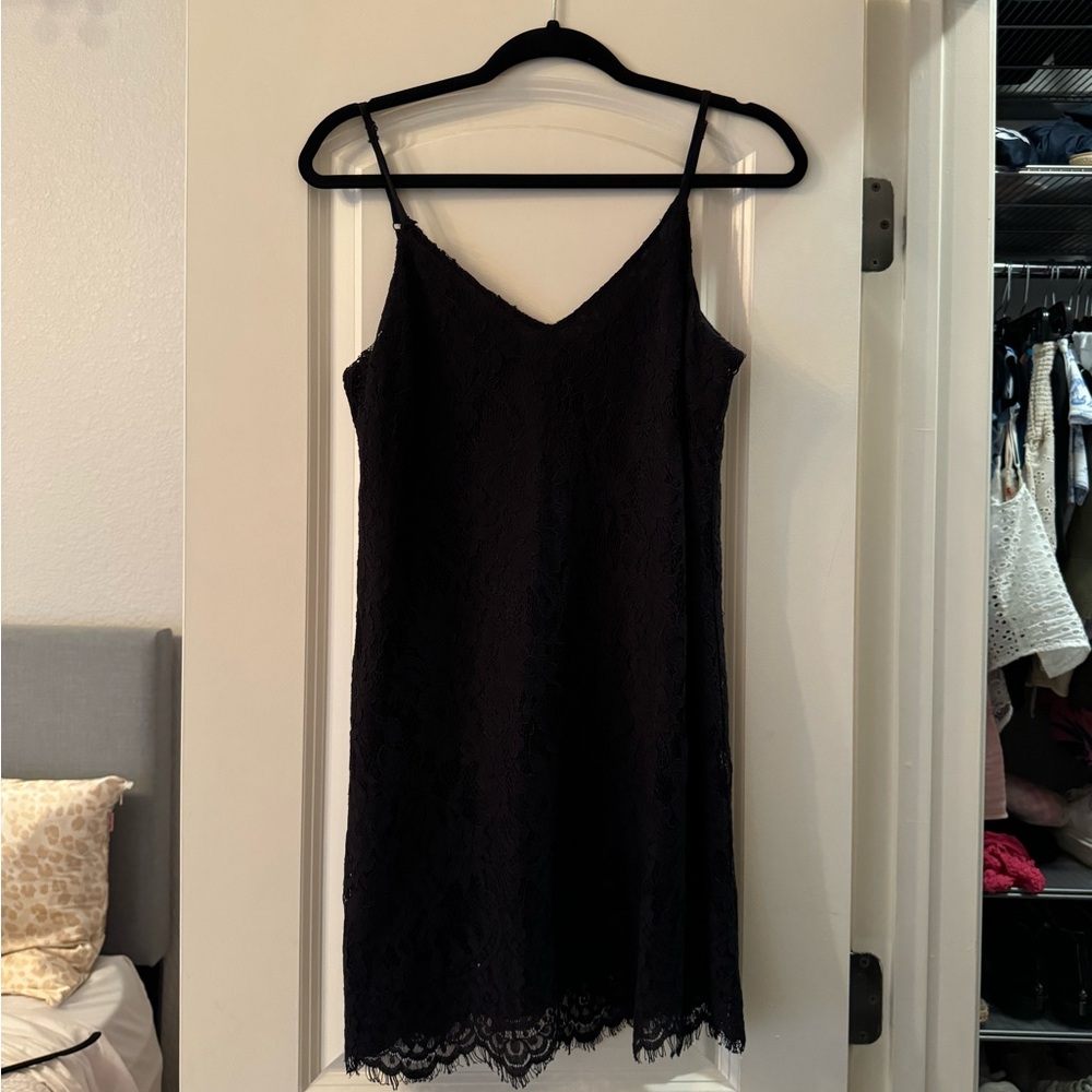 mi ami black lacey mini dress